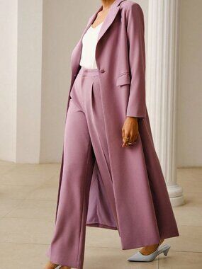 Purple Elegant Women's Oversized Loose Long Blazer Jacket